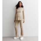Maternity Cream Ribbed Knit Trousers