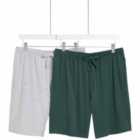 M&S Mens PJ Jersey Shorts 2pk, S-XL, Green