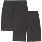 M&S Boys 2 Pack Regular Leg School Shorts, Grey, 3-14 Years
