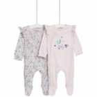 M&S Botanical Sleepsuits, Newborn-3 Years, Pink