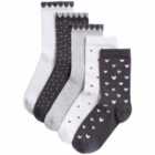 M&S Girls Cotton Heart Socks, Sizes Small 6 - Large 7
