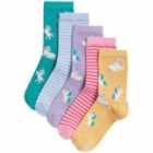 M&S Girls Cotton Unicorn & Striped Socks, Sizes Small 6 - Large 7