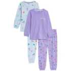 M&S 2 Pack Unicorn Pyjamas, 2-7 Years, Purple