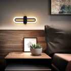 Livingandhome Modern Oval Led Wall Light With Acrylic Shade, Black