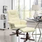 Livingandhome Upholstered Swivel Recliner Chair With Ottoman, White