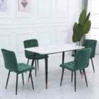 Livingandhome Set Of 4 Contemporary Frosted Velvet Dining Chairs With Metal Legs, Green