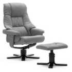Sorento Rec1 Fabric Linen Swivel Recliner Chair with Foot Stool - Grey