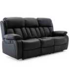 More4Homes Chester 3 Seater Manual High Back Bonded Leather Recliner Sofa (black)