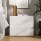 Viola 2 Drawer Bedside Table, White Marble Effect