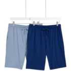 M&S Cotton Rich Jersey Shorts, S-XL, Blue