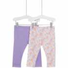 M&S Cotton Lilac Leggings, 0 Months-3 Years