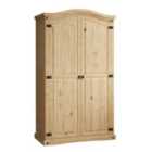 Vida Designs Corona 2 Door Solid Pine Wood Wardrobe With Hanging Rail & Storage Shelf