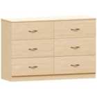Vida Designs Riano 6 Drawer Chest Of Drawers Clothes Storage Bedroom Furniture, Pine