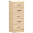Vida Designs Riano 5 Drawer Narrow Chest Of Drawers Clothes Storage Bedroom Furniture, Pine