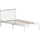 Vida Designs Milan 3Ft Single Wood Bed Solid Pine, Low Foot End, White & Pine, 90 X 190 Cm