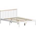 Vida Designs Milan 4Ft6 Double Wood Bed Solid Pine, Low Foot End, White & Pine, 135 X 190 Cm