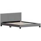 Vida Designs Lisbon 5Ft King Size Faux Leather Bed, Grey, 150 X 200 Cm