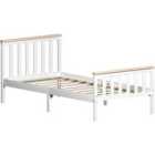 Vida Designs Milan 3Ft Single Wood Bed Solid Pine, High Foot End, White & Pine, 90 X 190 Cm