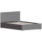 Vida Designs Lisbon 4Ft Small Double Faux Leather Ottoman Bed, Grey, 120 X 190 Cm