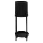Interiors by PH Asher Two Tier Black Plant Stand
