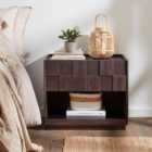 Kanpur 1 Drawer Wide Bedside Table, Dark Stained Mango Wood