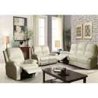 SleepOn Bonded Leather Reclining Sofa Set 3 Seater 2 Seater And Chair - White