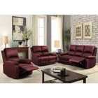 SleepOn Bonded Leather Reclining Sofa Set 3 Seater 2 Seater And Chair - Red