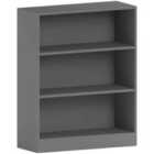 Vida Designs Cambridge 3 Tier Low Bookcase Storage Freestanding Shelving Display Unit, Grey