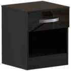 Vida Designs Hulio 1 Drawer Bedside Table Cabinet Chest High Gloss Bedroom Furniture, Black