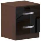 Vida Designs Hulio 2 Drawer Bedside Table Cabinet Chest High Gloss Bedroom Furniture, Walnut & Black