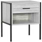 Vida Designs Brooklyn 1 Drawer Bedside Table Cabinet Chest Industrial Bedroom Furniture, Grey