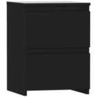 Vida Designs Denver 2 Drawer Bedside Table Cabinet Chest Handle Free Modern Bedroom Furniture, Black