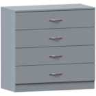 Vida Designs Riano 4 Drawer Chest Of Drawers Clothes Storage Bedroom Furniture,, Grey