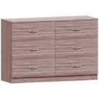 Vida Designs Riano 6 Drawer Chest Of Drawers Clothes Storage Bedroom Furniture, Walnut