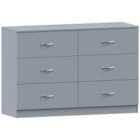 Vida Designs Riano 6 Drawer Chest Of Drawers Clothes Storage Bedroom Furniture, Grey