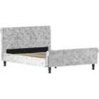 Vida Designs Violetta 5Ft King Size Fabric Sleigh Bed, Crushed Velvet Silver, 150 X 200 Cm