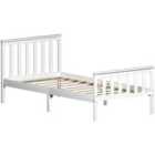 Vida Designs Milan 3Ft Single Wood Bed Solid Pine, High Foot End, White, 90 X 190 Cm