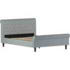 Vida Designs Violetta 5Ft King Size Fabric Sleigh Bed, Light Grey Linen, 150 X 200 Cm