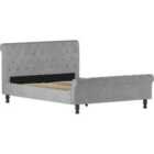 Vida Designs Violetta 5Ft King Size Fabric Sleigh Bed, Light Grey Velvet, 150 X 200 Cm