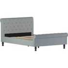 Vida Designs Violetta 4Ft6 Double Fabric Sleigh Bed, Light Grey Linen, 135 X 190 Cm