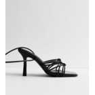 Public Desire Black Patent Strappy Stiletto Heel Sandals