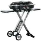 Outsunny Black Foldable Gas BBQ Grill with Extended Tables and Wheels