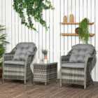 Outsunny Rattan Effect 2 Seater Shaded Bistro Set Grey