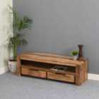 Merlin Solid Wood Tv Stand With 2 Drawers
