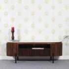 Luxor Mango Wood Tv Cabinet With Marble Top & Metal Legs