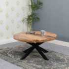 Merlin Solid Wood Coffee Table With Metal Spider Legs