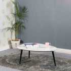 Luxor Coffee Table With White Marble Top & Metal Legs