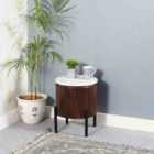 Luxor Mango Wood Side Table With Marble Top & Metal Legs