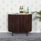 Luxor Solid Wood Sideboard/Drinks Cabinet With Marble Top & Metal Legs