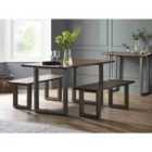 Grey Essential Live Edge Wood & Metal Dining Bench